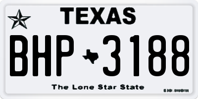 TX license plate BHP3188