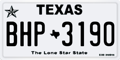 TX license plate BHP3190