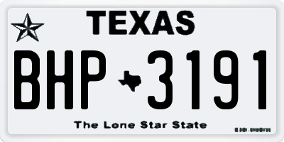 TX license plate BHP3191