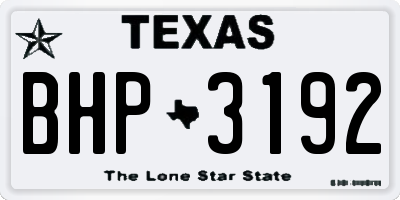 TX license plate BHP3192