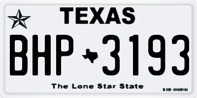 TX license plate BHP3193