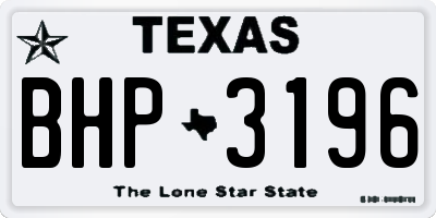 TX license plate BHP3196