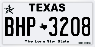 TX license plate BHP3208