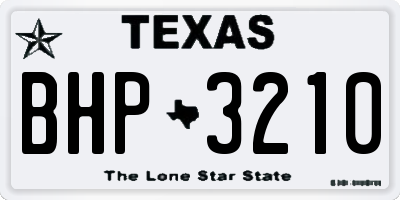 TX license plate BHP3210