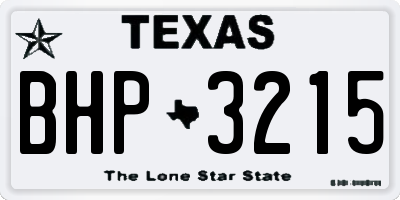 TX license plate BHP3215