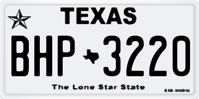 TX license plate BHP3220