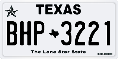 TX license plate BHP3221