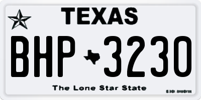 TX license plate BHP3230