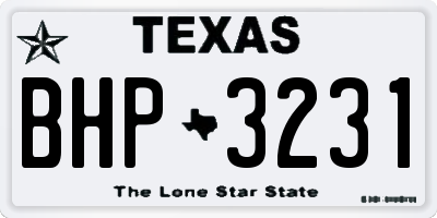 TX license plate BHP3231