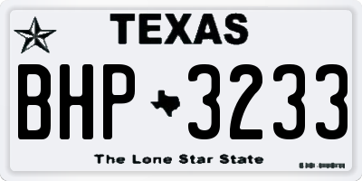TX license plate BHP3233