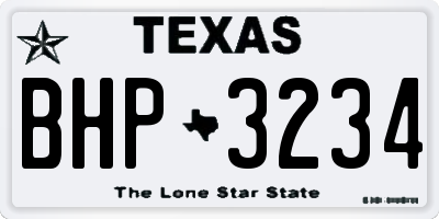 TX license plate BHP3234