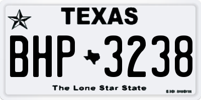 TX license plate BHP3238
