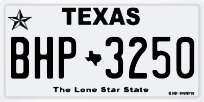 TX license plate BHP3250