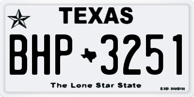 TX license plate BHP3251