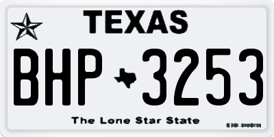 TX license plate BHP3253