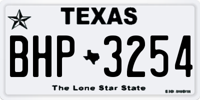 TX license plate BHP3254