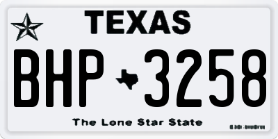 TX license plate BHP3258