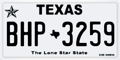 TX license plate BHP3259