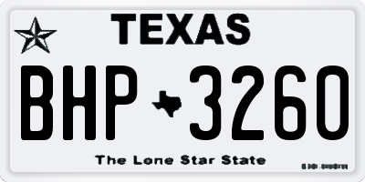 TX license plate BHP3260