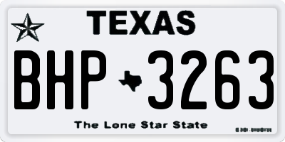 TX license plate BHP3263