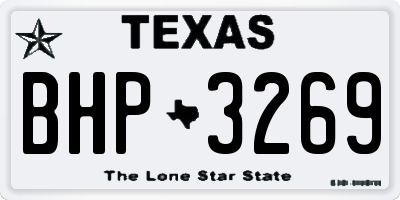 TX license plate BHP3269