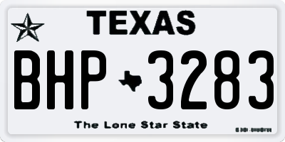 TX license plate BHP3283