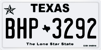 TX license plate BHP3292