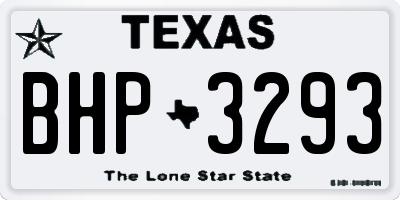 TX license plate BHP3293