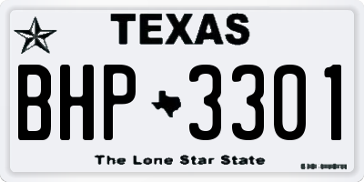 TX license plate BHP3301