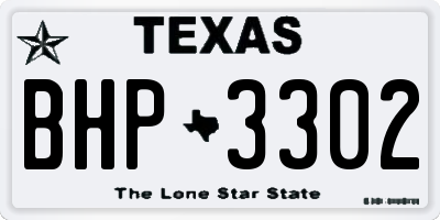 TX license plate BHP3302