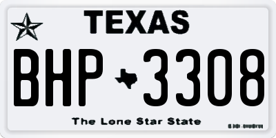 TX license plate BHP3308