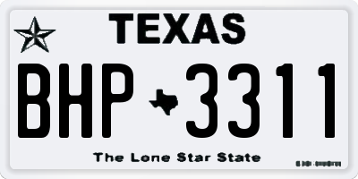 TX license plate BHP3311