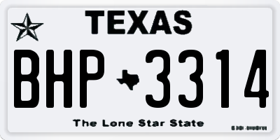 TX license plate BHP3314