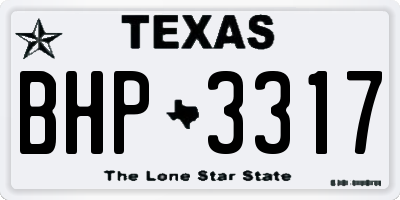 TX license plate BHP3317