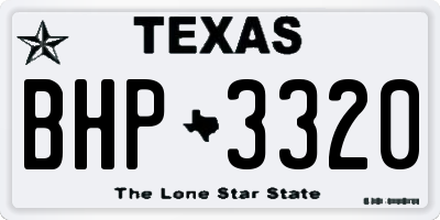 TX license plate BHP3320