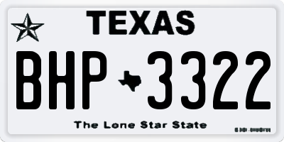 TX license plate BHP3322