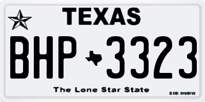 TX license plate BHP3323