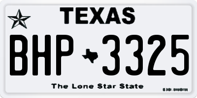 TX license plate BHP3325