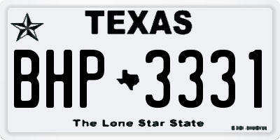 TX license plate BHP3331