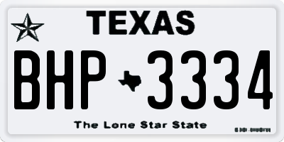 TX license plate BHP3334