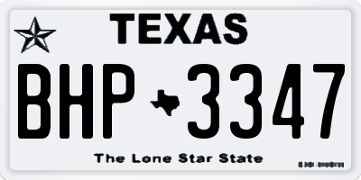 TX license plate BHP3347