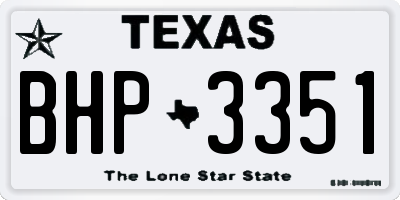 TX license plate BHP3351