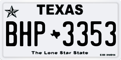 TX license plate BHP3353