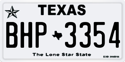 TX license plate BHP3354