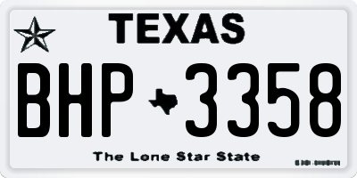 TX license plate BHP3358