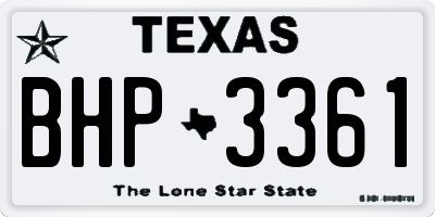 TX license plate BHP3361