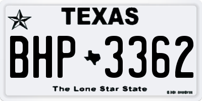 TX license plate BHP3362