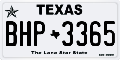 TX license plate BHP3365