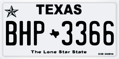 TX license plate BHP3366