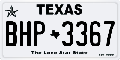 TX license plate BHP3367
